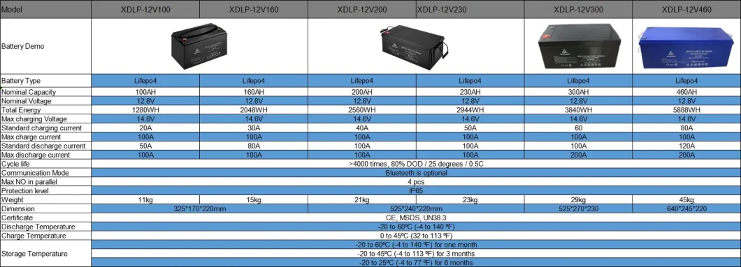 Rechargeable 12V 100ah 200ah 300ah Li Ion Lithium LiFePO4 Battery Pack for RV Golf Cart Yacht Marine Motorhome