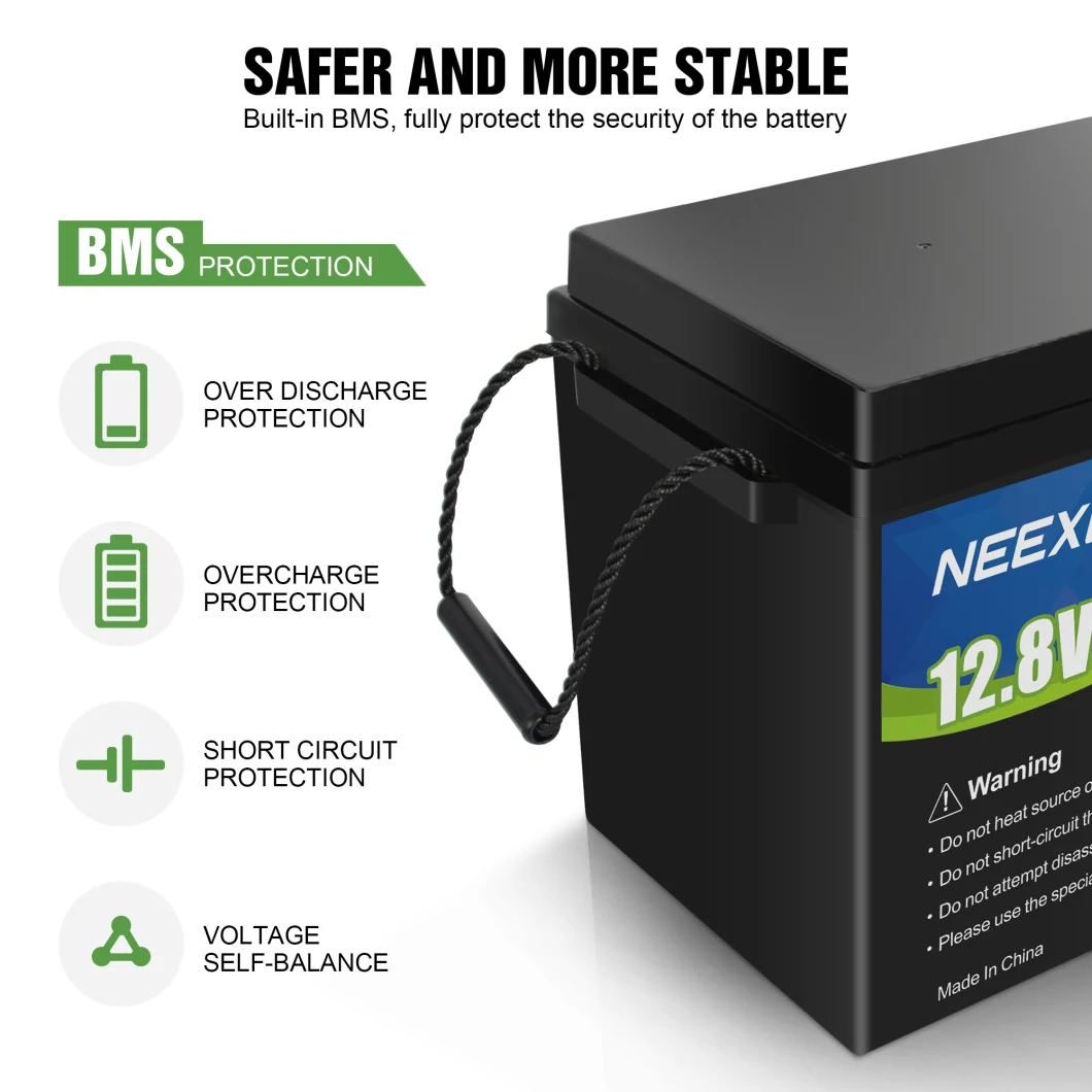 Neexgent Solar Lithium Ion Battery 12V 50ah 100ah 120ah 200ah 300ah EV RV Golf Cart LiFePO4 Lithium Battery Pack for Solar Power