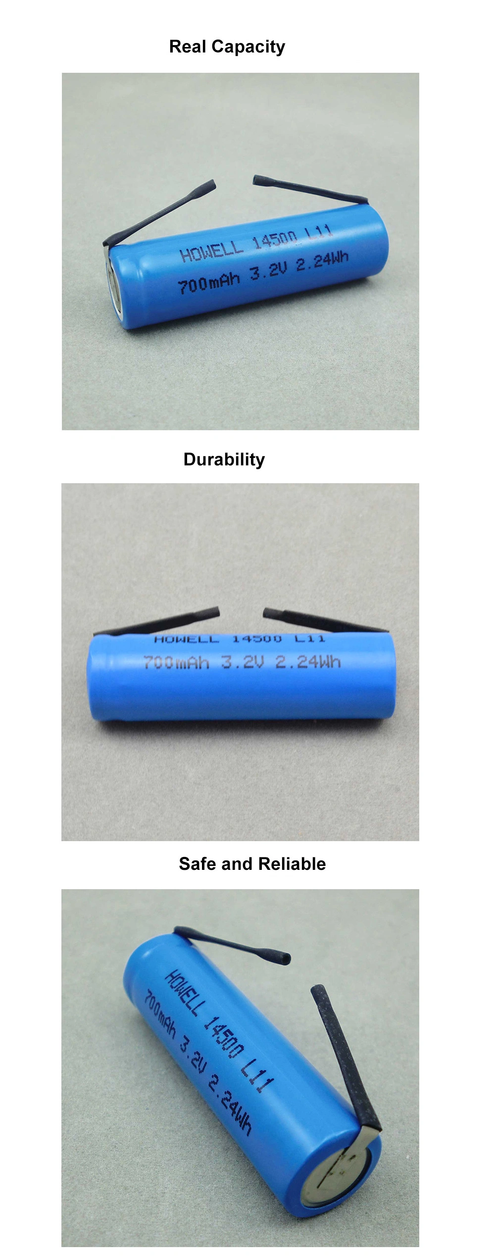 Ifr 14500 LiFePO4 Battery Cell 3.2V 700mAh