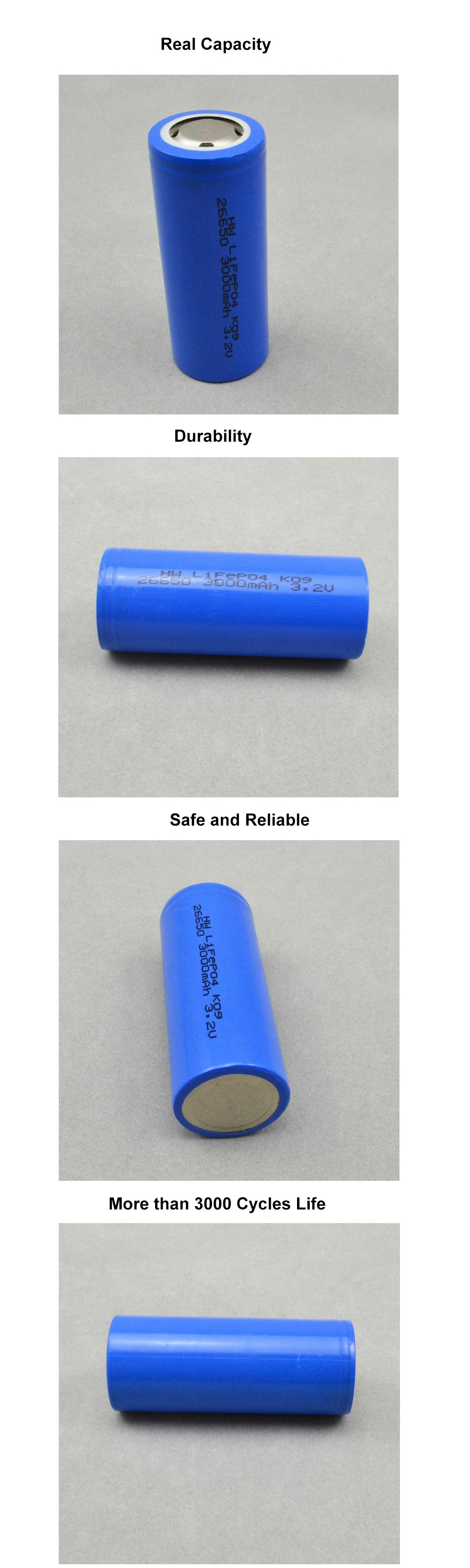 Ifr 26650 LiFePO4 Battery Cell 3.2V 3000mAh